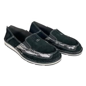 Ariat Cruiser Black Suede Slip-On Moc Women’s 10 Lace Detail Western Chic Loafer